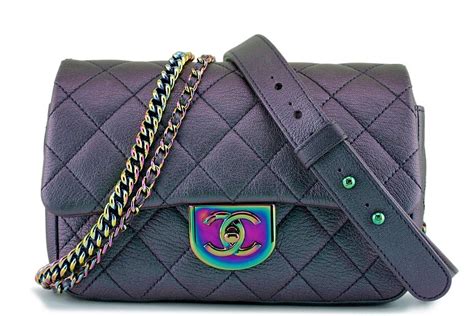 chanel iridescent purple classic flap